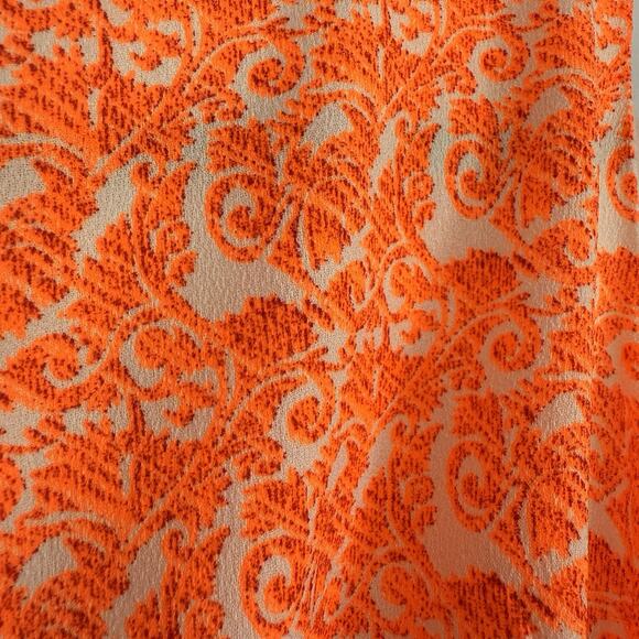 MM Couture Lace Back Sleeveless Sheath Dress Size Small Bright Orange Paisley - Picture 9 of 10
